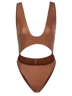 Skims Wet Jersey Cutout One Piece Swimsuit Bodysuit Copper 2XL NWT